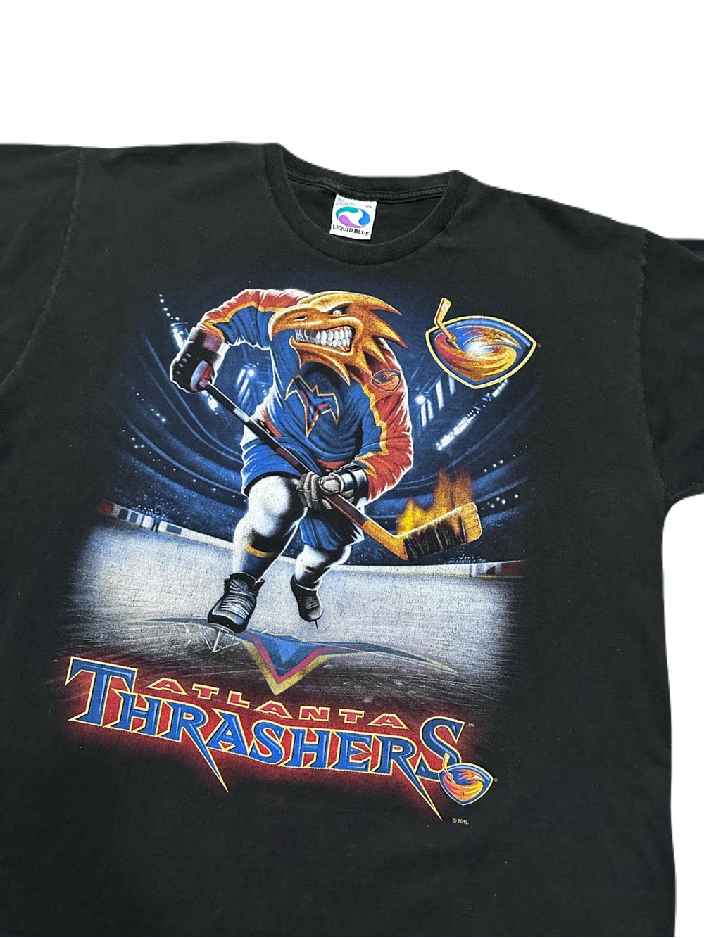 Vintage Liquid Blue Atlanta Thrashers NHL Graphic T-Shirt Mens XL RARE 90's - Picture 2 of 7